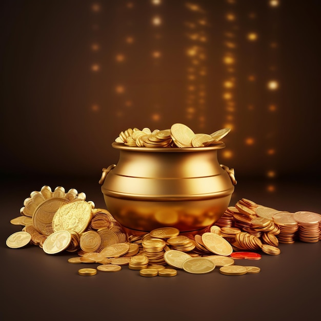 illustratie van achtergrond met kalash en gouden munten voor Indiaan
