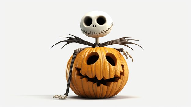 Foto illustratie van artoon jack skellington in een pompoen generatieve ai