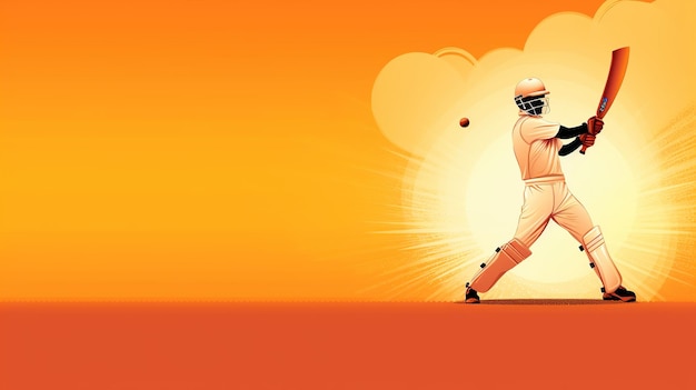 Illustratie van batsman in cricketspel op aquarel achtergrondbanner Ai gegenereerd