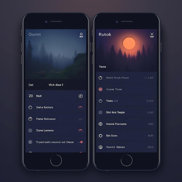 illustratie van Beautiful todo list app ui ux 2d donkere kleuren