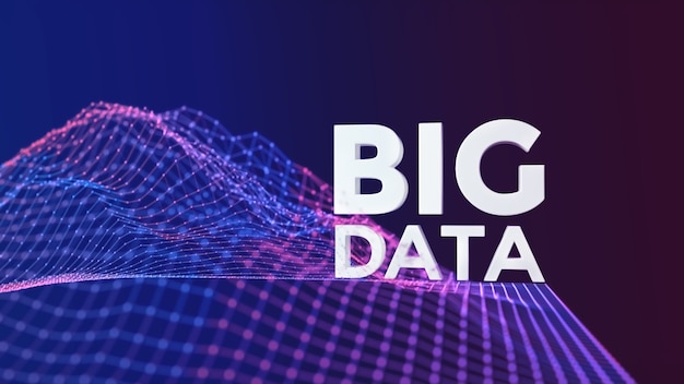 Illustratie van BIG DATA-concept met stippen, veelhoeken en lijnen.