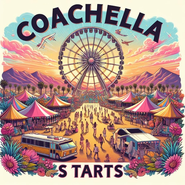 Illustratie van Coachella begint de viering met het reuzenwiel