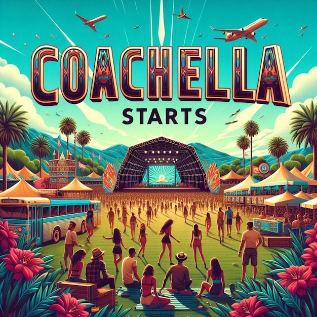 Illustratie van Coachella begint de viering met het reuzenwiel