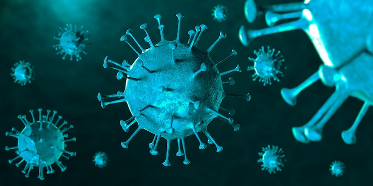 Foto illustratie van covid-19 virus onder microscoop