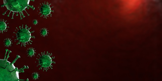 illustratie van covid-19 virus onder microscoop