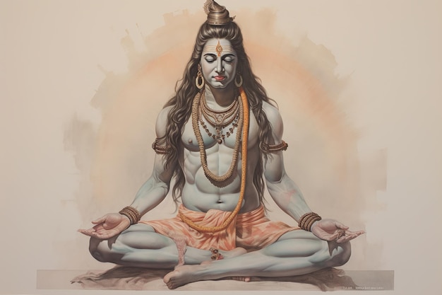 Foto illustratie van craft een gedetailleerd schilderij dat heer shiva afbeeldt met