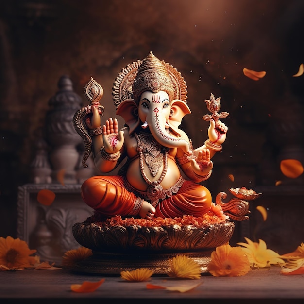 Illustratie van de achtergrond van Ganesha voor Happy Ganesh Chaturthi festival van India Generative Ai