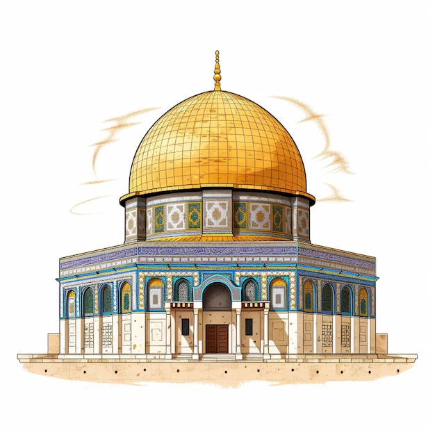 Illustratie van de Al-Aqsa-moskee op een witte achtergrond