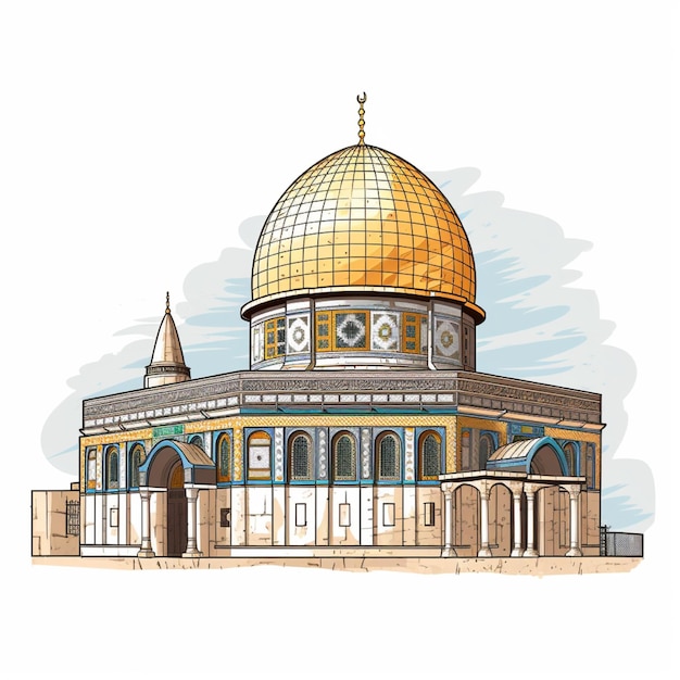 Illustratie van de Al-Aqsa-moskee op een witte achtergrond