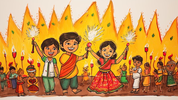 Illustratie van de Diwali-viering