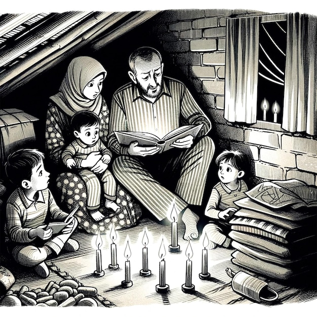 Illustratie van de Gazaanse familie