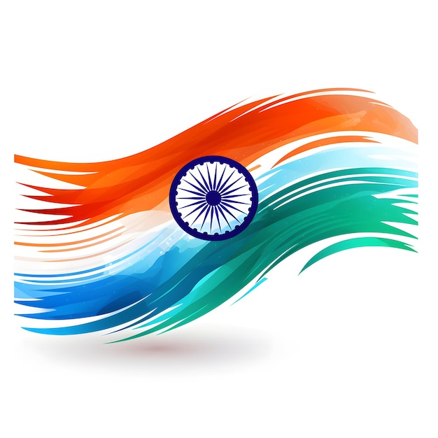 Illustratie van de Indiase vlag gemaakt van waterverf op een witte achtergrond Gelukkige Republiekdag van India