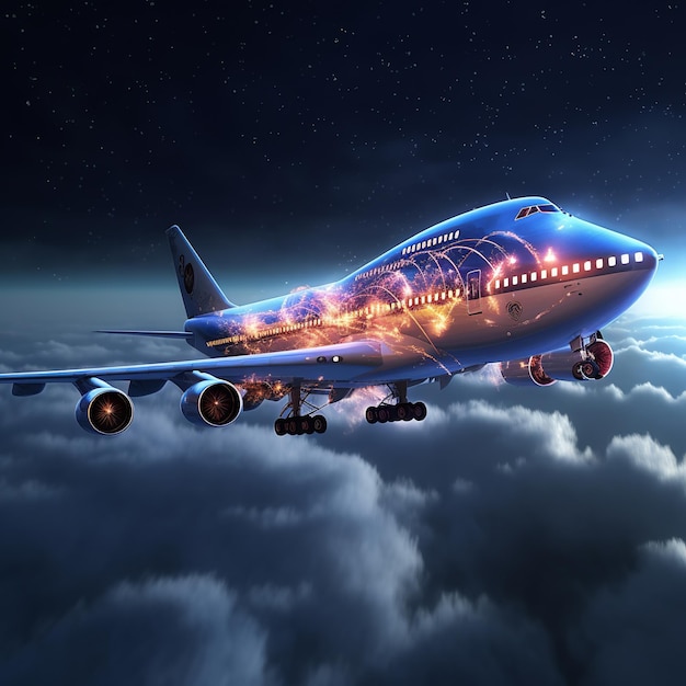 illustratie van de kerstvakantie van 2023 Boeing 747 geschilderd als een blikje