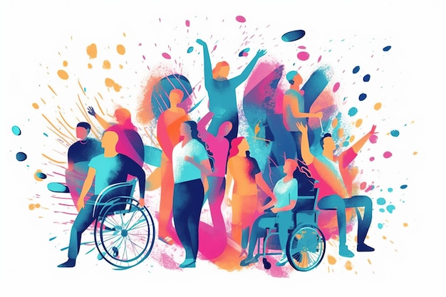 Foto illustratie van de samenstelling van vector gehandicapten generatieve ai