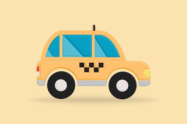 Illustratie van de taxicabine in 3D. Het symbool van de taxiauto in 3D geeft terug.