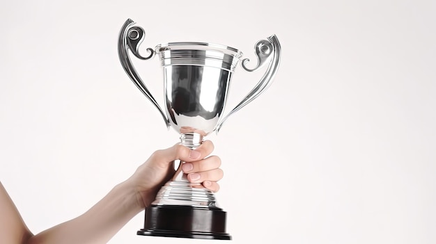 Illustratie van de trofee van de handholding concurrentievermogen en overwinningsconcept Generatieve AI