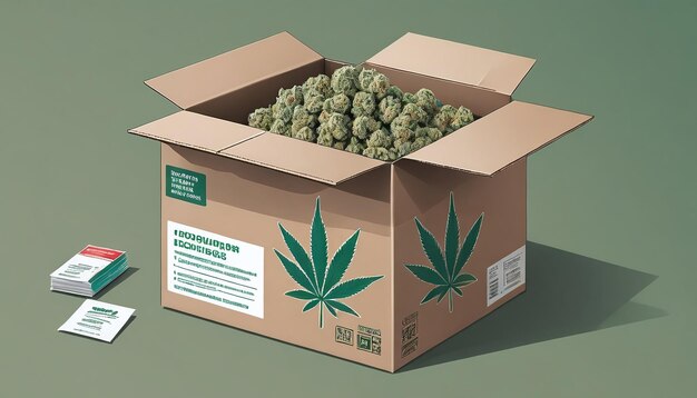 Illustratie van de verpakking van illegale cannabislevering