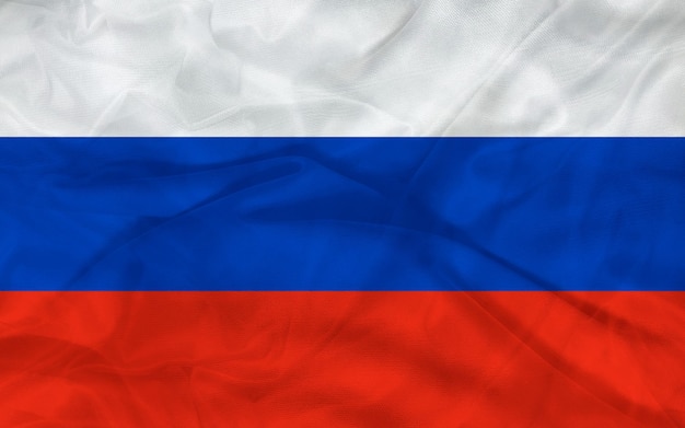 Illustratie van de vlag van Rusland die in de wind golft. Hoge kwaliteit foto.