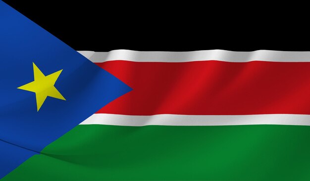Illustratie van de vlag van Zuid-Soedan met golvende effect