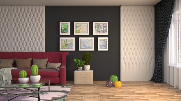 Illustratie van de woonkamer interieur