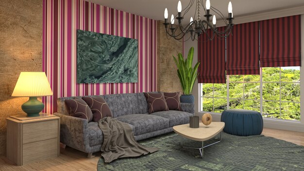 Illustratie van de woonkamer interieur