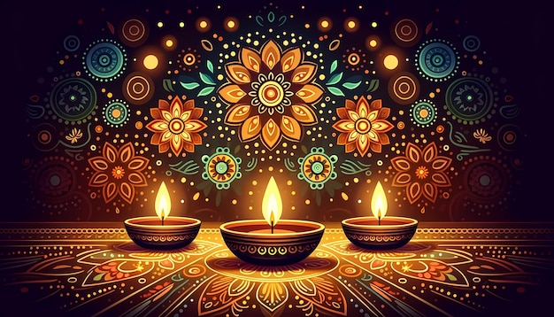 illustratie van Diwali festival achtergrond met Diwali lampen