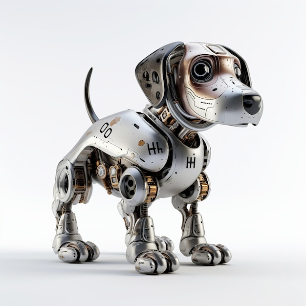 illustratie van Dog robot ijzeren moer op witte achtergrond