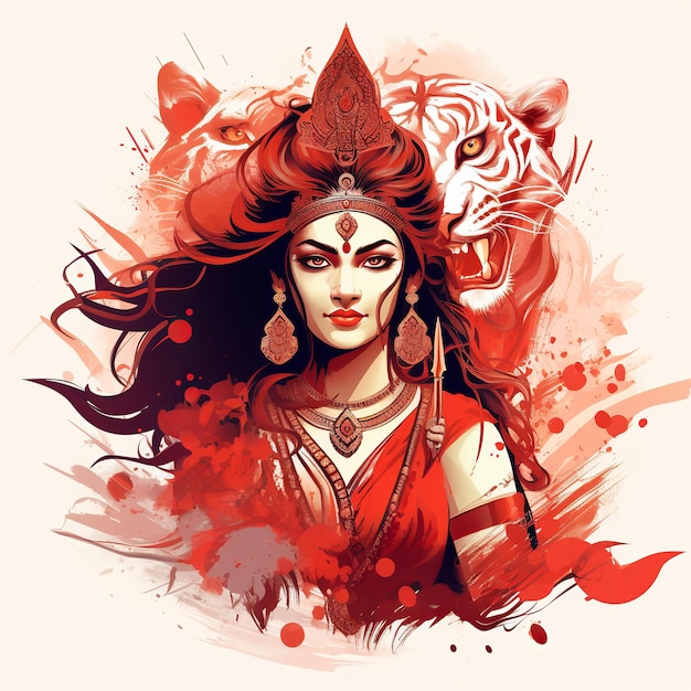 illustratie van Durga Puja, ook bekend als Durgotsava of Sharodotsav