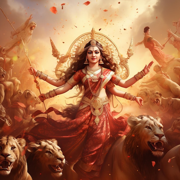 illustratie van Durga Puja, ook bekend als Durgotsava of Sharodotsav