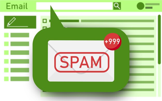 Foto illustratie van e-mailapp-interface met spamwaarschuwingsbericht
