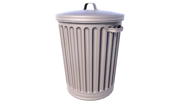 Illustratie van een 3D-model van een vuilnisbak