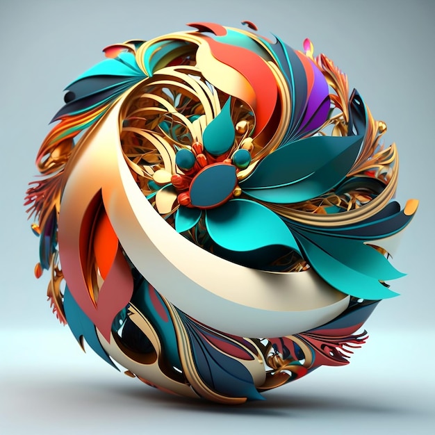 Illustratie van een abstract ornament in kleurrijk ontwerp AI