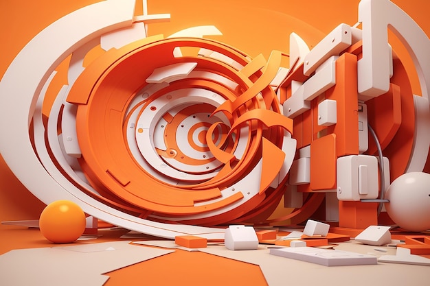 Illustratie van een abstracte 3D-weergave van een oranje achtergrond