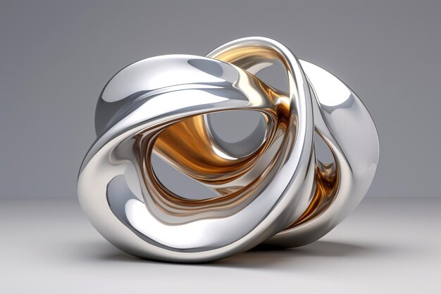 Foto illustratie van een abstracte metalen ring op een grijze achtergrond generatieve ai