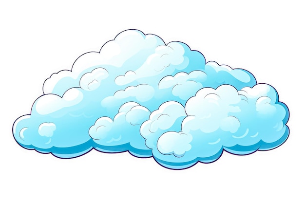 Foto illustratie van een blauwe pluizige wolk op een witte achtergrond