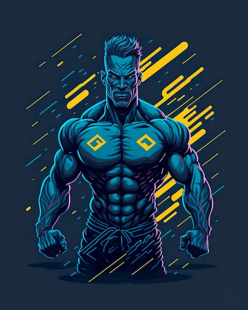 Illustratie van een bodybuilder poseren