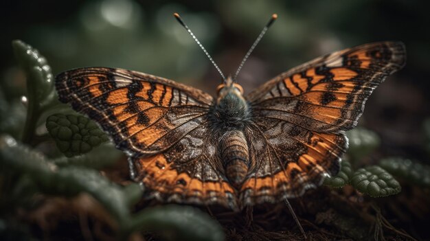 illustratie van een bruine vlinder in het bos