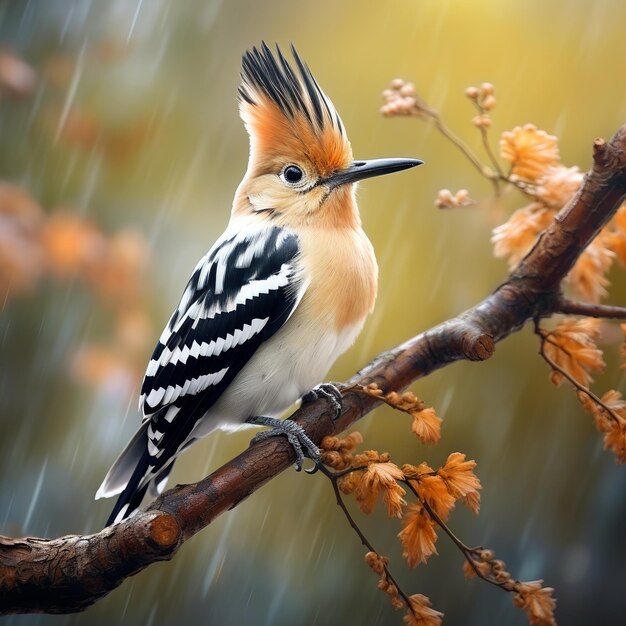 illustratie van een close-up van een hoopoe op een tak een digitale rendering