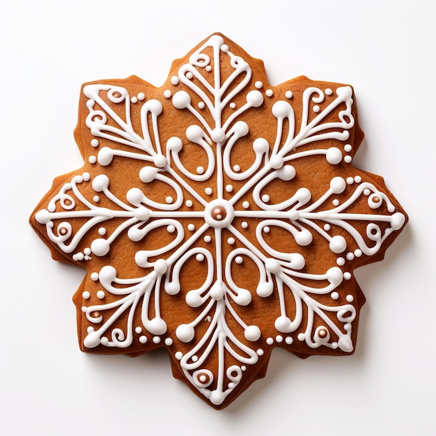 illustratie van een cookie kerst sneeuwvlok met witte achtergrond