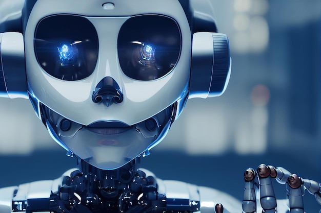 Illustratie van een cyborg, kunstmatige intelligentierobot, toekomstige technologie, humanoïde machine