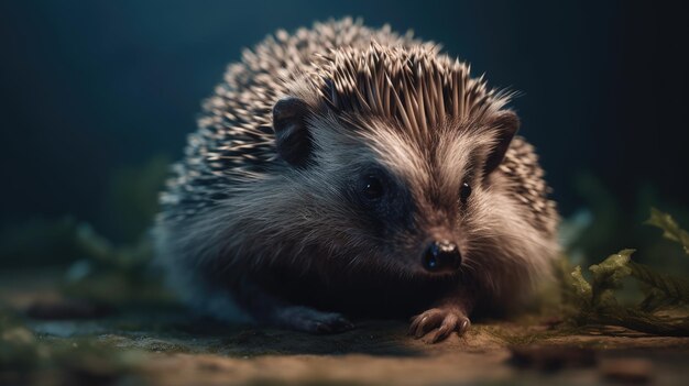 Illustratie van een egel midden in het bos