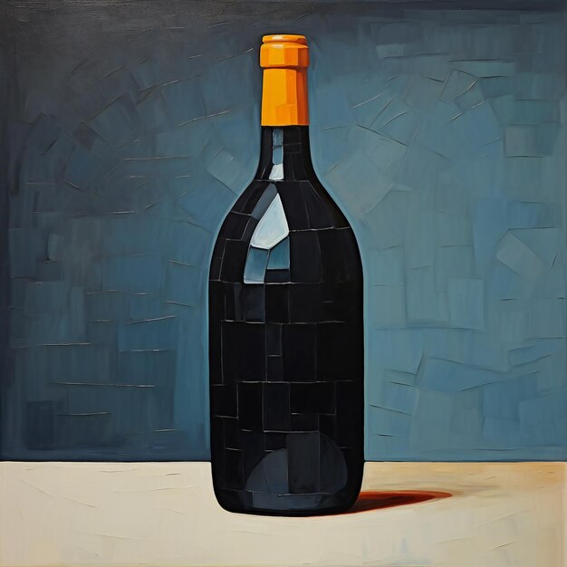 Illustratie van een fles wijn op een gestructureerde achtergrond