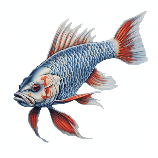Illustratie van een geïsoleerde goudvis op een witte achtergrond