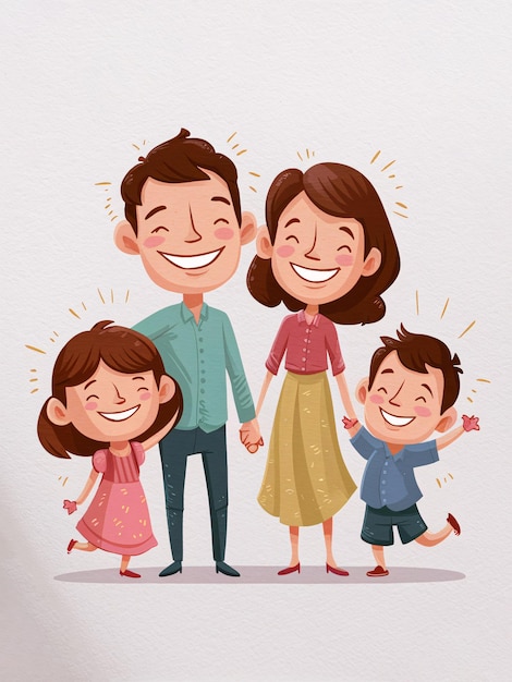Illustratie van een gelukkig gezin samen Generatieve AI