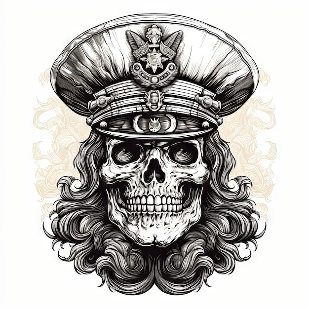 Foto illustratie van een gestileerd de tattooontwerp van de schedelkunst