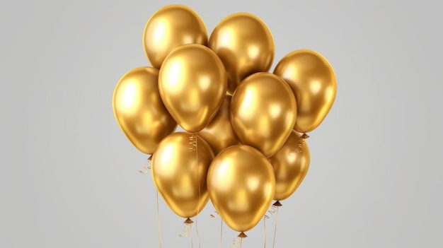 Illustratie van een gouden bos ballonnen op een grijze achtergrond