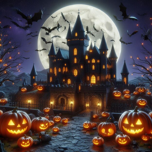 illustratie van een halloween kasteel