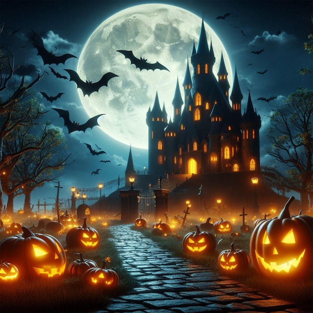 illustratie van een halloween kasteel