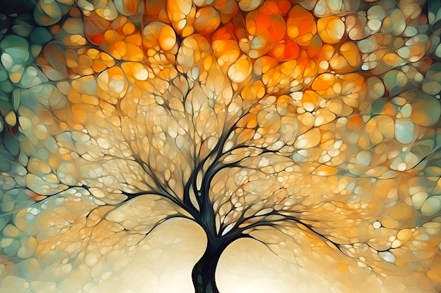 Illustratie van een herfst boom in oranje kleuren Abstracte creatieve achtergrond