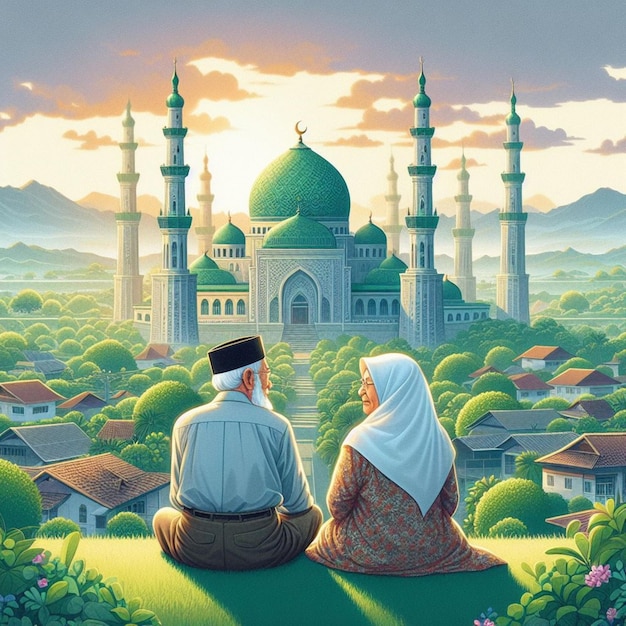 illustratie van een islamitische moskee